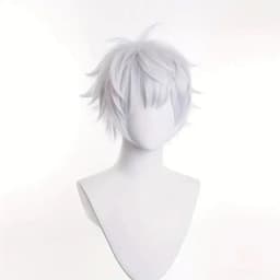 Jujutsu Kaisen Cosplay Wig Gojo Satoru Wig with Black Glasses Silver White Wig with Wig Cap for Cosplay Halloween Costume Party