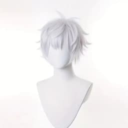 Jujutsu Kaisen Cosplay Wig Gojo Satoru Wig with Black Glasses Silver White Wig with Wig Cap for Cosplay Halloween Costume Party