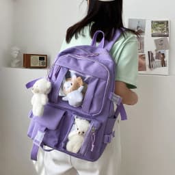 Causal Simple Travel School Bags Portable Large Capacity Waterproof School Books Pencil Case Water Bottle Bookbag For Men Women