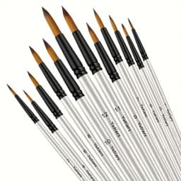 Yutiars Professional Artist Paint Brush Set 12 Pieces with Premium Synthetic Nylon Bristles for Watercolor, Oil, Acrylic, Face