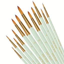 Yutiars Professional Artist Paint Brush Set 12 Pieces with Premium Synthetic Nylon Bristles for Watercolor, Oil, Acrylic, Face