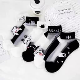 5 Pairs of Cute Cat Fashion Iadies Casual Short Socks 5 Pairs of Cute Cat Fashion Iadies Casual Short Socks