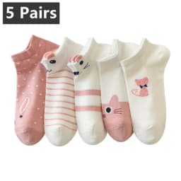 5 Pairs of Cute Cat Fashion Iadies Casual Short Socks 5 Pairs of Cute Cat Fashion Iadies Casual Short Socks