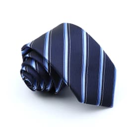 Classic Men's Stripe Tie Fashion Neckties Navy Jacquard Woven Brand New Accessories Daily Wear Cravat Wedding Party Gift For Man