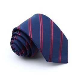 Classic Men's Stripe Tie Fashion Neckties Navy Jacquard Woven Brand New Accessories Daily Wear Cravat Wedding Party Gift For Man