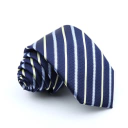 Classic Men's Stripe Tie Fashion Neckties Navy Jacquard Woven Brand New Accessories Daily Wear Cravat Wedding Party Gift For Man