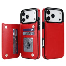 Wallet Solid Color Double Buckle With Card Slot Magnetic Flip Leather Case For iPhone Air 17 Pro Max Shockproof Protective Cover