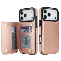 Wallet Solid Color Double Buckle With Card Slot Magnetic Flip Leather Case For iPhone Air 17 Pro Max Shockproof Protective Cover