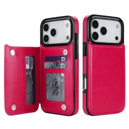 Wallet Solid Color Double Buckle With Card Slot Magnetic Flip Leather Case For iPhone Air 17 Pro Max Shockproof Protective Cover