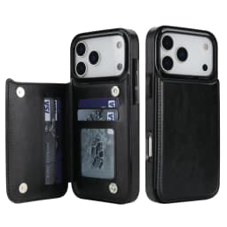 Wallet Solid Color Double Buckle With Card Slot Magnetic Flip Leather Case For iPhone Air 17 Pro Max Shockproof Protective Cover