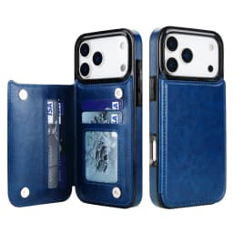 Wallet Solid Color Double Buckle With Card Slot Magnetic Flip Leather Case For iPhone Air 17 Pro Max Shockproof Protective Cover