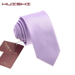 Classic Men's Daily Waterproof Necktie Light Purple Unisex Wedding Tie Accessory Summer Gift Stripe Candy Color Solid Neck Ties