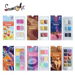 Seamiart 6/12 Watercolor Paint Set Metallic Glitter For Artists School Stationery Graffiti Tool Solid Pigment Art Supplies