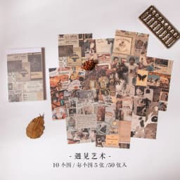 Yoofun 50 sheets Memo Pad Diary Stationery Lightweight paper Journal Planner Scrapbooking Vintage Decorative DIY Material Paper