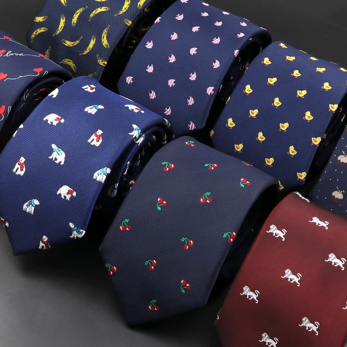 New Blue Printed Men's Tie Novelty Animal Fruit Pattern Neck Ties S lim Jacquard Woven High Quality Gravatas Accessories For Men