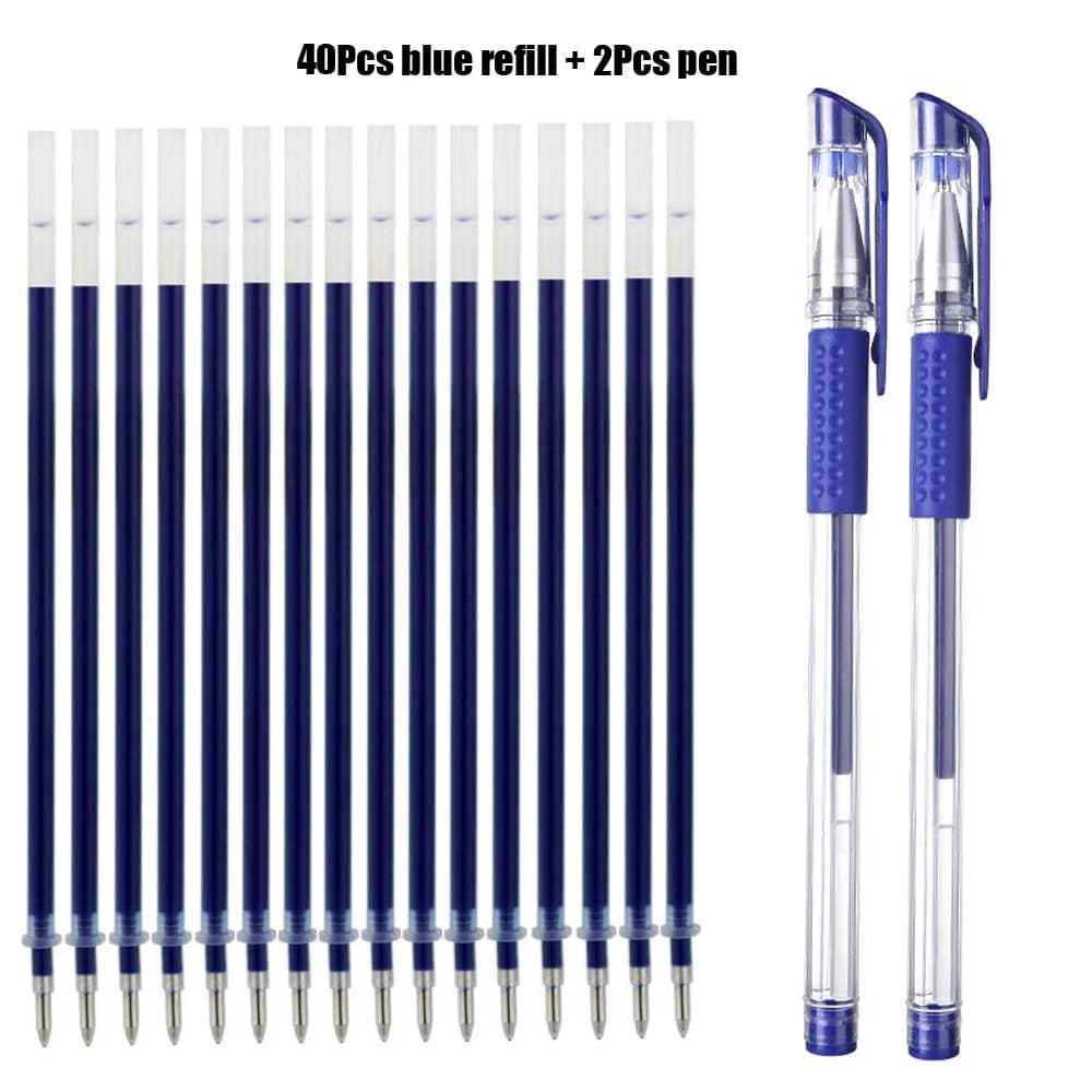 42Pcs/set Ballpoint Pen + Refill Set Black Blue Red Ink Gel Pen Bullet Tip 0.5mm School & Office Supplies Stationery Kids Gift P