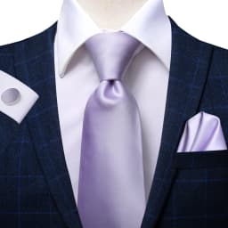 Hi-Tie Gifts For Men Purple Lavender Solid Men's Tie Luxury NeckTie Hanky Cufflinks Set Formal Dress Ties For Men Wedding