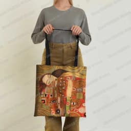 Vintage Painting Kiss / Water Lily Totes Women Handbag Monet / Gustav Klimt Canvas Shoulder Bag for Travel Shopping Bags Gift