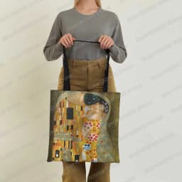 Vintage Painting Kiss / Water Lily Totes Women Handbag Monet / Gustav Klimt Canvas Shoulder Bag for Travel Shopping Bags Gift