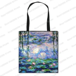 Vintage Painting Kiss / Water Lily Totes Women Handbag Monet / Gustav Klimt Canvas Shoulder Bag for Travel Shopping Bags Gift