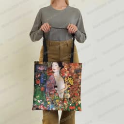 Vintage Painting Kiss / Water Lily Totes Women Handbag Monet / Gustav Klimt Canvas Shoulder Bag for Travel Shopping Bags Gift