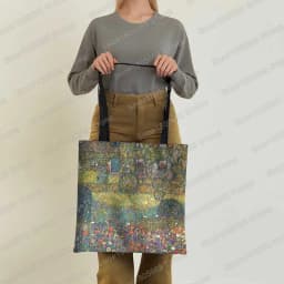 Vintage Painting Kiss / Water Lily Totes Women Handbag Monet / Gustav Klimt Canvas Shoulder Bag for Travel Shopping Bags Gift