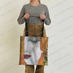 Vintage Painting Kiss / Water Lily Totes Women Handbag Monet / Gustav Klimt Canvas Shoulder Bag for Travel Shopping Bags Gift