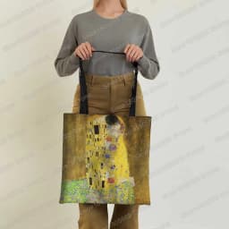 Vintage Painting Kiss / Water Lily Totes Women Handbag Monet / Gustav Klimt Canvas Shoulder Bag for Travel Shopping Bags Gift