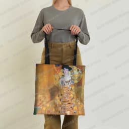 Vintage Painting Kiss / Water Lily Totes Women Handbag Monet / Gustav Klimt Canvas Shoulder Bag for Travel Shopping Bags Gift