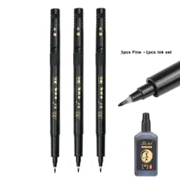 3/4 pcs/lot Hand Lettering Brush Pen Black Ink Calligraphy Pen Markers Art Writing Office School Supplies Stationery Student