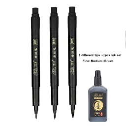 3/4 pcs/lot Hand Lettering Brush Pen Black Ink Calligraphy Pen Markers Art Writing Office School Supplies Stationery Student
