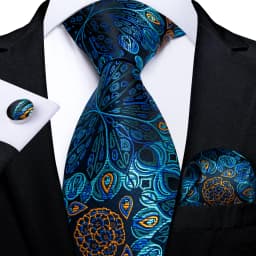New Classic Men's Ties 8cm Blue Plaid Dot Striped Business Necktie Handkerchief Wedding Party Tie Set Gravatas DiBanGu