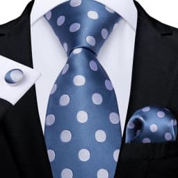 New Classic Men's Ties 8cm Blue Plaid Dot Striped Business Necktie Handkerchief Wedding Party Tie Set Gravatas DiBanGu