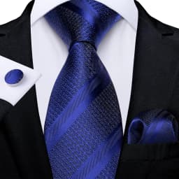 New Classic Men's Ties 8cm Blue Plaid Dot Striped Business Necktie Handkerchief Wedding Party Tie Set Gravatas DiBanGu