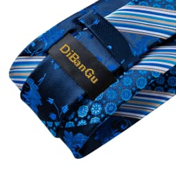 New Classic Men's Ties 8cm Blue Plaid Dot Striped Business Necktie Handkerchief Wedding Party Tie Set Gravatas DiBanGu