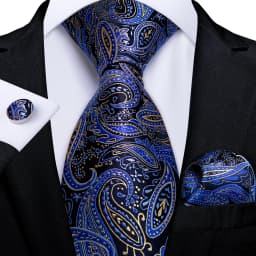 New Classic Men's Ties 8cm Blue Plaid Dot Striped Business Necktie Handkerchief Wedding Party Tie Set Gravatas DiBanGu