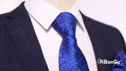 New Classic Men's Ties 8cm Blue Plaid Dot Striped Business Necktie Handkerchief Wedding Party Tie Set Gravatas DiBanGu