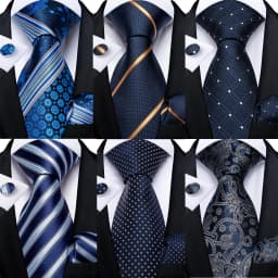 New Classic Men's Ties 8cm Blue Plaid Dot Striped Business Necktie Handkerchief Wedding Party Tie Set Gravatas DiBanGu