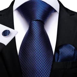 New Classic Men's Ties 8cm Blue Plaid Dot Striped Business Necktie Handkerchief Wedding Party Tie Set Gravatas DiBanGu