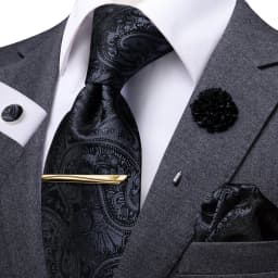Hi-Tie Yellow Brown Paisley Tie For Men Men's Tie Clip Gift For Men Luxury Necktie Hanky Cufflinks Set Formal Wedding