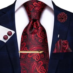 Hi-Tie Yellow Brown Paisley Tie For Men Men's Tie Clip Gift For Men Luxury Necktie Hanky Cufflinks Set Formal Wedding