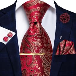 Hi-Tie Yellow Brown Paisley Tie For Men Men's Tie Clip Gift For Men Luxury Necktie Hanky Cufflinks Set Formal Wedding