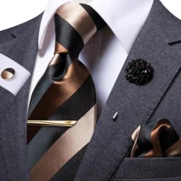Hi-Tie Yellow Brown Paisley Tie For Men Men's Tie Clip Gift For Men Luxury Necktie Hanky Cufflinks Set Formal Wedding