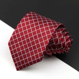 Fashion Men's Business Tie Classic 8CM Stripe Plaid Polyester Jacquard Necktie Red Blue Black High Quality Daily Wear Cravat