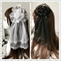 Japanese Lolita Hair Accessories Rose Hairpin Lace Veil Side Clip Lolita Veil