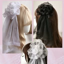 Japanese Lolita Hair Accessories Rose Hairpin Lace Veil Side Clip Lolita Veil
