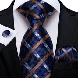 Plaid Men's Tie Set Yellow Purple Blue Necktie 8cm Business Wedding Tie Handkerchief Cufflinks Gift For Men
