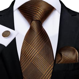 Plaid Men's Tie Set Yellow Purple Blue Necktie 8cm Business Wedding Tie Handkerchief Cufflinks Gift For Men