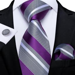 Plaid Men's Tie Set Yellow Purple Blue Necktie 8cm Business Wedding Tie Handkerchief Cufflinks Gift For Men