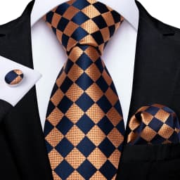 Plaid Men's Tie Set Yellow Purple Blue Necktie 8cm Business Wedding Tie Handkerchief Cufflinks Gift For Men